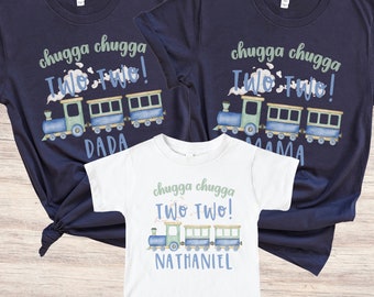 Chugga Chugga Two Two Birthday Shirt, Choo Choo I'm 2 Birthday, 2nd Birthday Tee, Matching Mommy and Me Shirts, Train Birthday Shirt