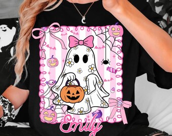 Hand Drawn Ghost Comfort Colors Halloween Tee - Spooky Season