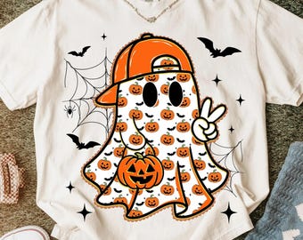 Halloween Ghost Comfort Colors Tee: Spooky Season Kids Shirt