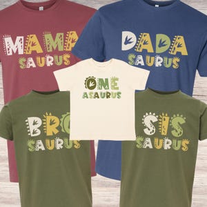 Matching Family Dinosaur Shirts: MamaSaurus, DadaSaurus, Kids Dino Tee