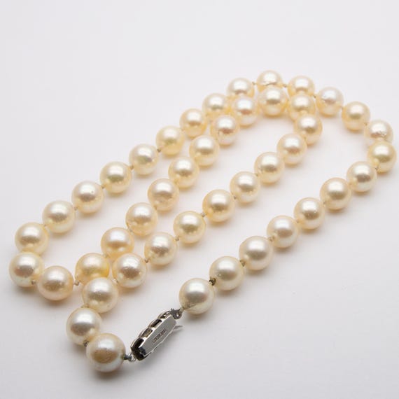 Antique Art Deco Sterling Silver 8.5mm Cultured Pearl Necklace