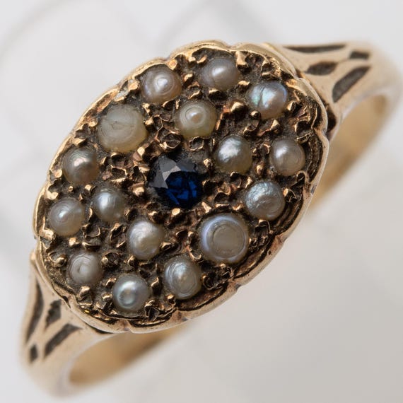 9ct Yellow Gold Blue Lace Chalcedony Dress Ring – Size O