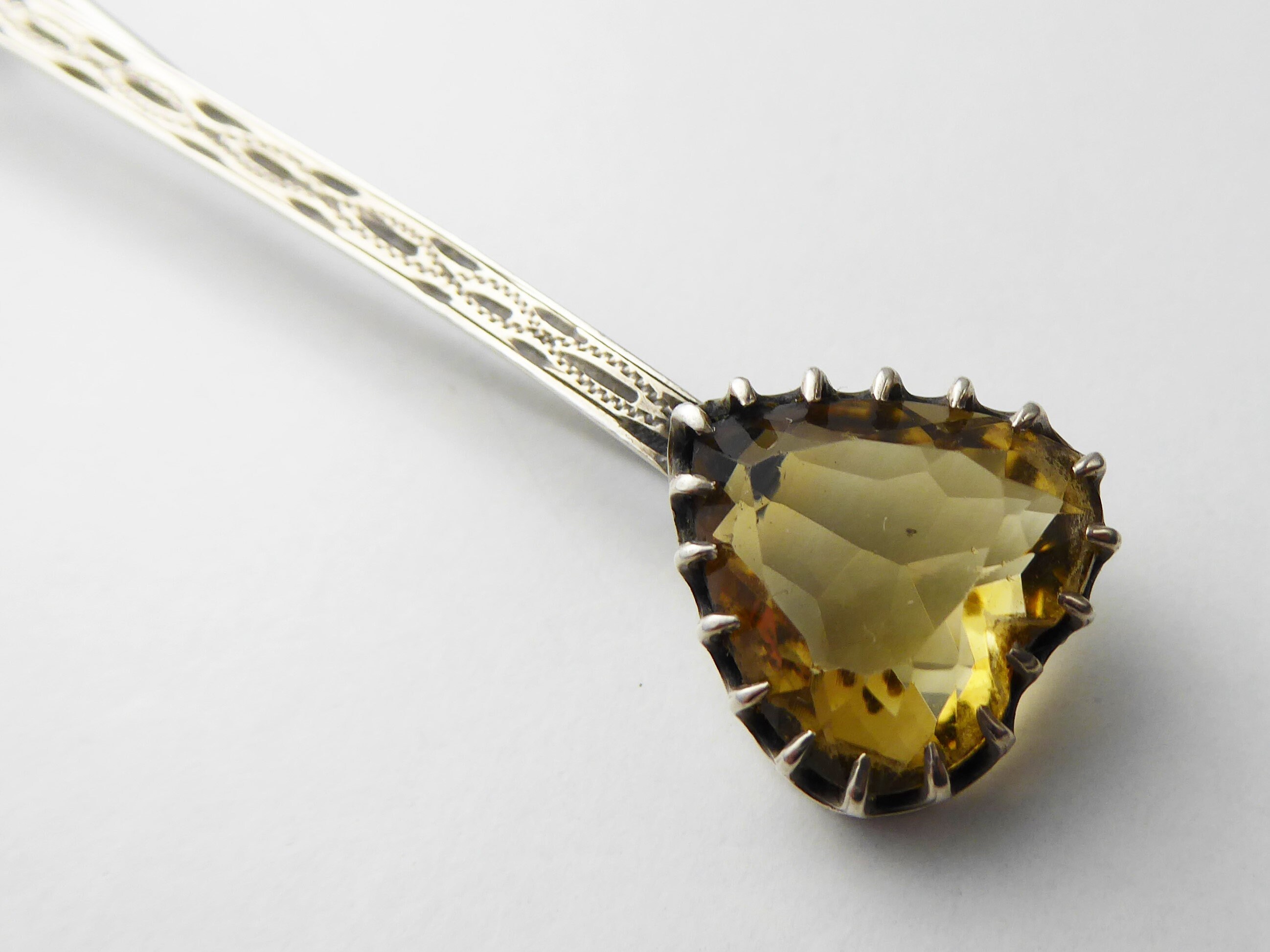 Vintage Scottish Sterling Silver & Natural Cairngorm Smoky Quartz Heart