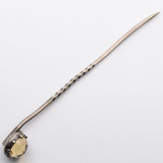 Antique Victorian Natural Citrine Silver Stick Pin