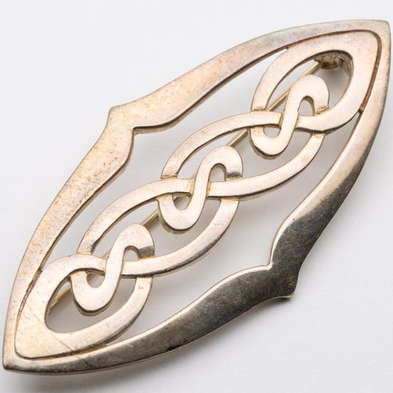 Vintage Scottish Ortak Malcolm Gray Orkney Sterling Silver Celtic Lovers Knot Brooch
