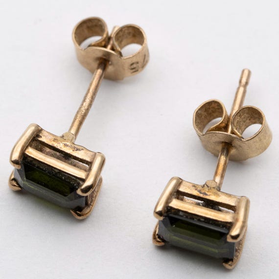Vintage 9ct Yellow Gold Tourmaline Stud Earrings