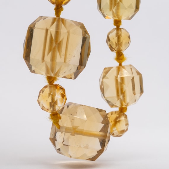 Exceptional Antique Victorian 9ct Rose Gold Faceted Citrine Bead Necklace