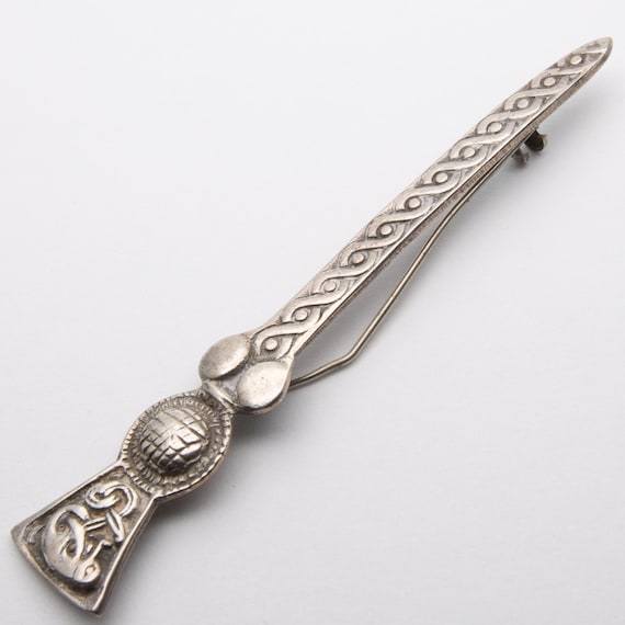 Vintage Scottish Sterling Silver Celtic Arts Industries Kilt Pin Brooch