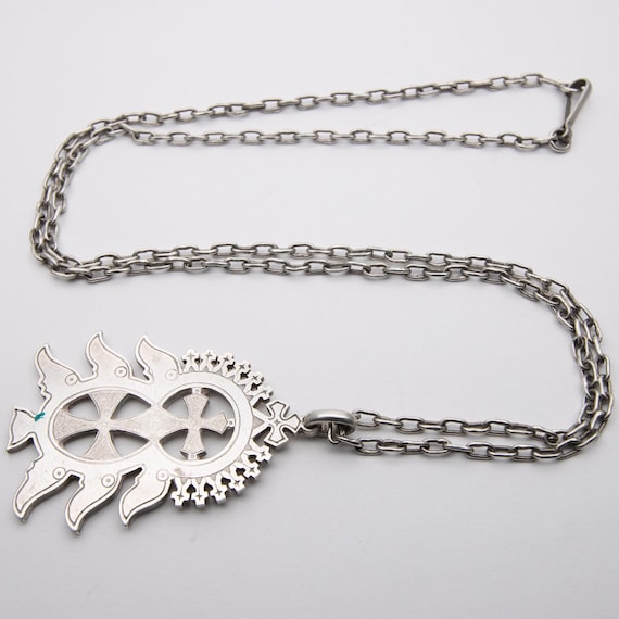 Vintage Ethiopian Silver Coptic Cross Pendant Necklace