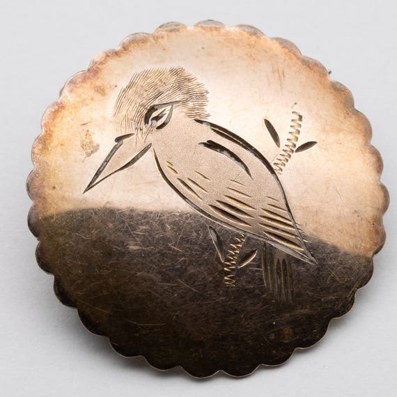 Antique Vintage Art Deco Australian 9ct Silver Kookaburra Brooch