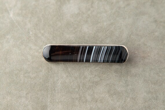 Antique Scottish Victorian Silver & Banded Agate B