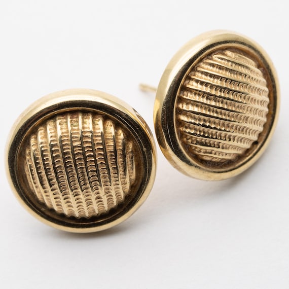 Vintage 9ct Yellow Gold Button Stud Earrings