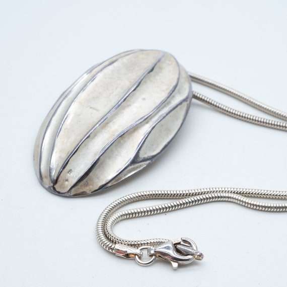 Sterling Silver Wave Pendant Snake Chain Necklace