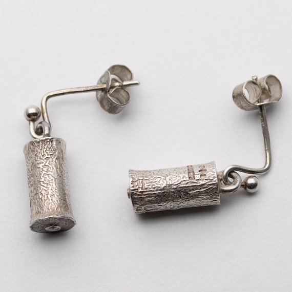 Vintage Sterling Silver Shot Gun Cartridge Drop Earrings