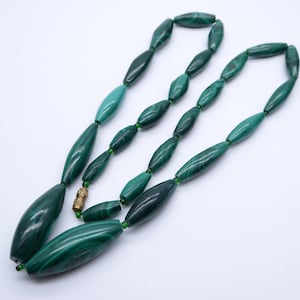 Vintage Natural Malachite Bead Necklace
