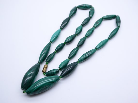 Vintage Natural Malachite Bead Necklace