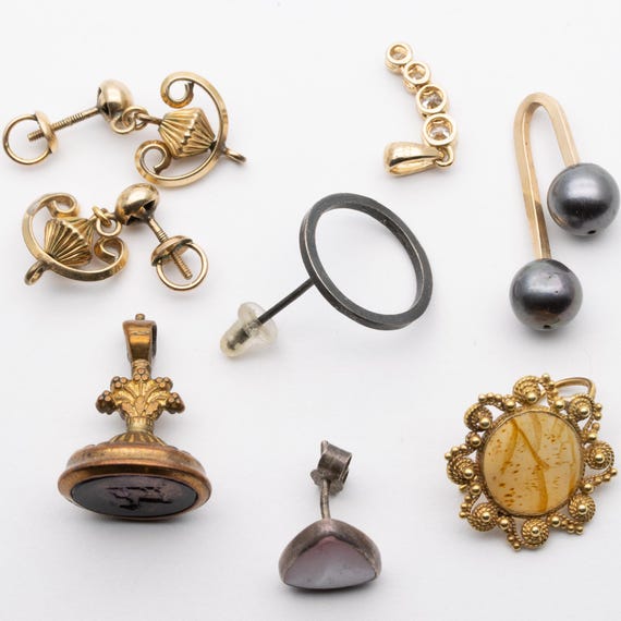 Vintage Antique Mixed Lot Jewellery – Miniature, Necklace, Earring, Fob, Bracelet