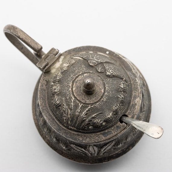 Antique Sterling Silver Mustard Pot & Deakin Francis Spoon