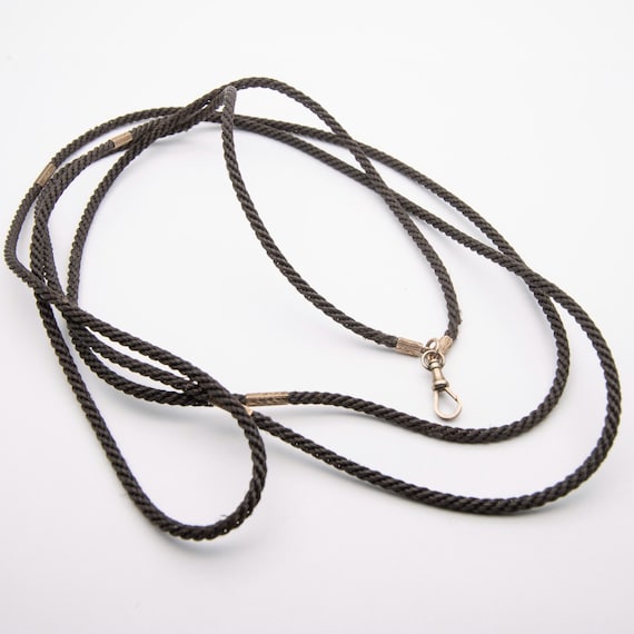 Antique Victorian Mourning Hair Guard Muff Chain Necklace