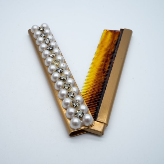 Vintage Wiesner Miami Trickettes Diamante Faux Pearl Comb