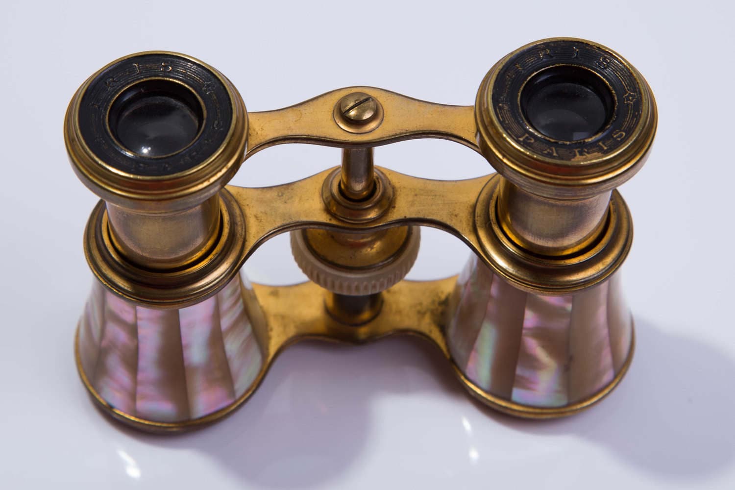 Antique Victorian French “Iris” Paris Mother of Pearl Brass Opera Glasses