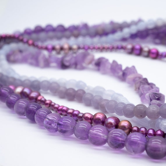 Braybrook & Britten Amethyst Chalcedony Pearl Silver Statement Necklace