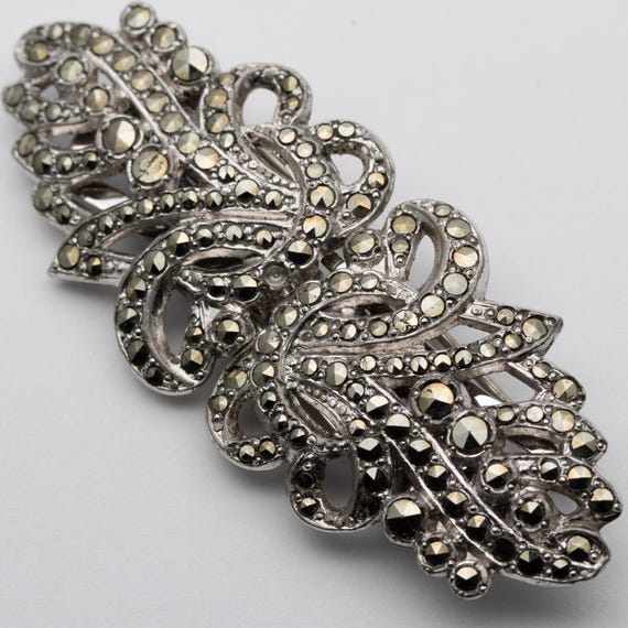 Vintage Retro Marcasite Duette Clip Dress Clip Brooch