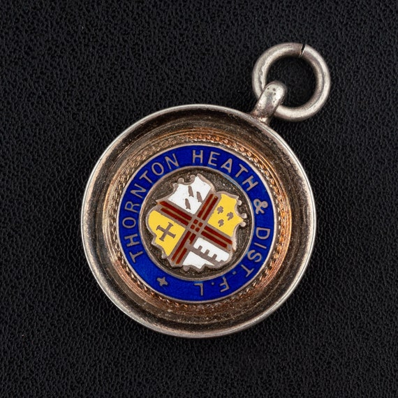 Antique Thornton Heath Division 1 1926 Sterling Silver Enamel Football Medal - Fattorini