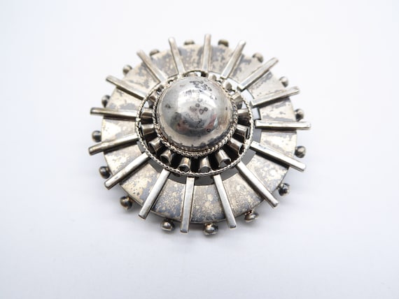 Antique Victorian Sterling Silver Etruscan Aesthetic Target Brooch
