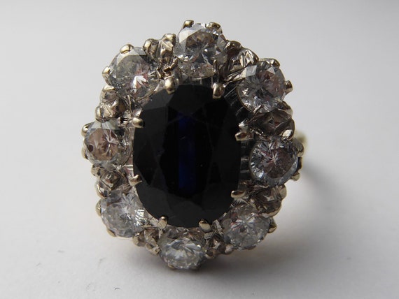 Vintage 18ct Yellow Gold, Sapphire & Diamond Clust