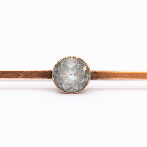 Antique Art Deco 9ct Yellow Gold Aquamarine Bar Brooch