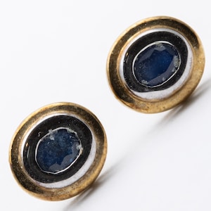 Vintage 9ct Yellow Gold Sapphire Stud Earrings