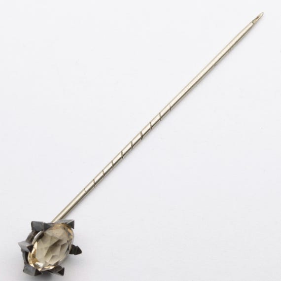 Antique Victorian Natural Citrine Silver Stick Pin