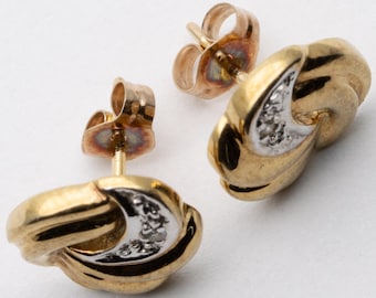 Vintage 9 Karat Gelbgold Diamant Ohrstecker