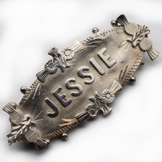 Antique Edwardian Chester Silver Name Brooch - Jessie