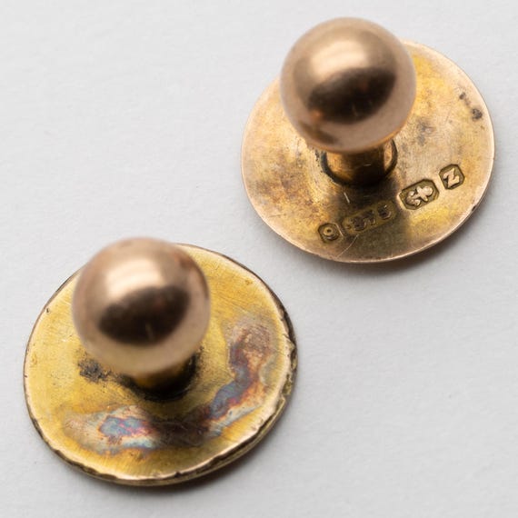 2 x Single Antique Victorian Edwardian Hallmarked 9ct Gold Shirt Studs