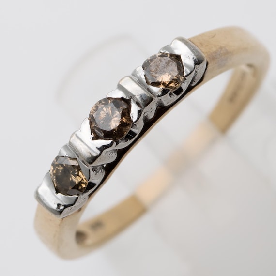Vintage 9ct Yellow Gold QVC Champagne Diamond Ring – Size J