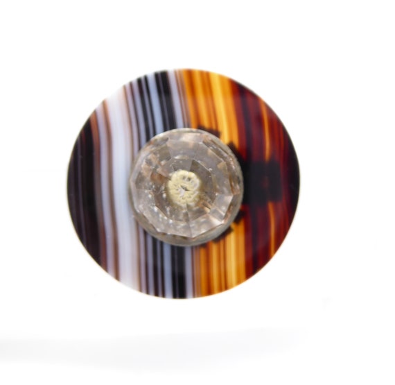 Antique Victorian Banded Agate and Citrine Target Brooch