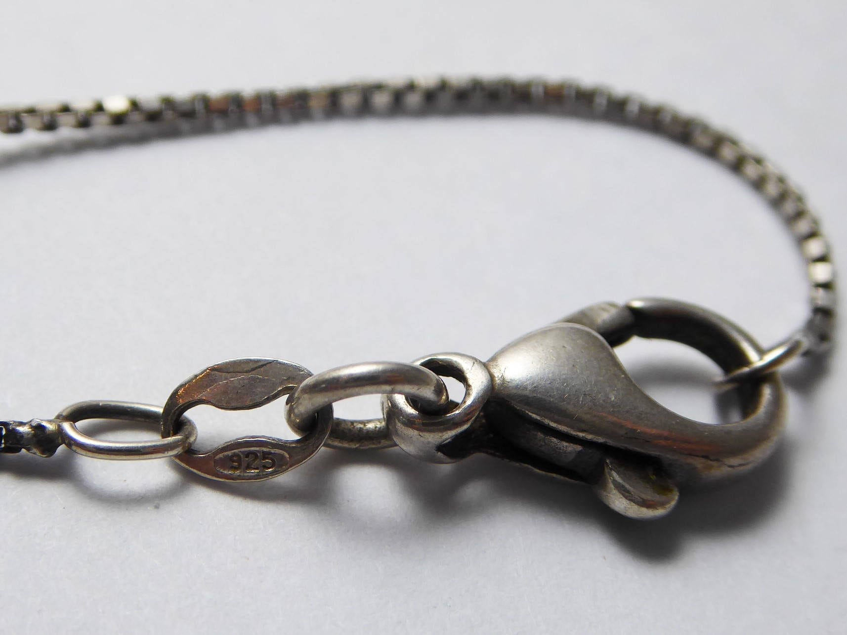 Vintage Sterling Silver Oval Bead Necklace on Box Chain