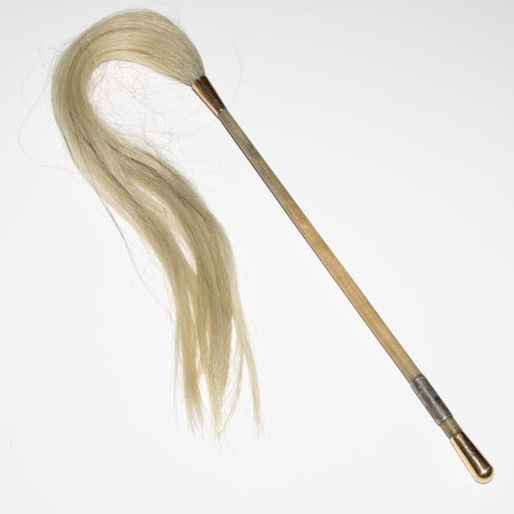 Antique Edwardian 15ct Rose Gold Horn & Hair Fly Whisk