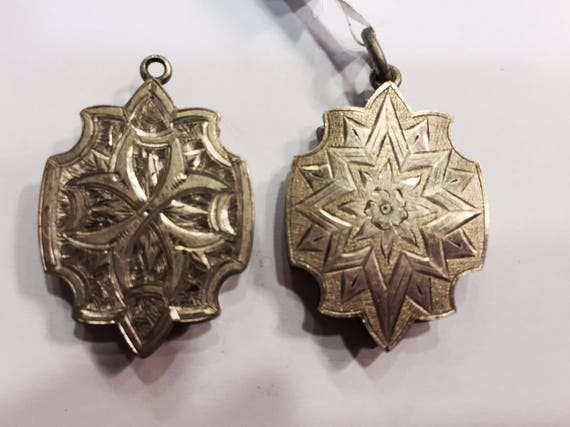 Stunning Pair Of Victorian Sterling Silver Lockets - Fraternal Twins Gift