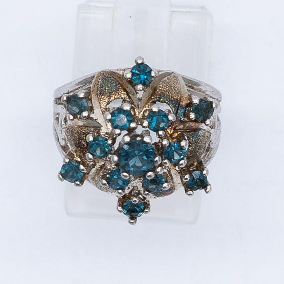 Vintage Silver Snowflake Bombe Ring - Size L