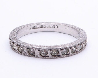 Antique Art Deco Sterling Silver Paste Full Eternity Ring