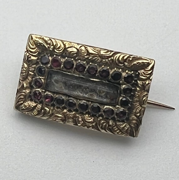 Antique Georgian 15ct Yellow Gold Garnet Fichu Lace Pin Brooch