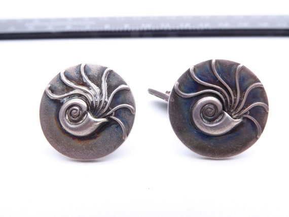 Vintage Georg Jensen Danish Silver Nautilus Cufflinks