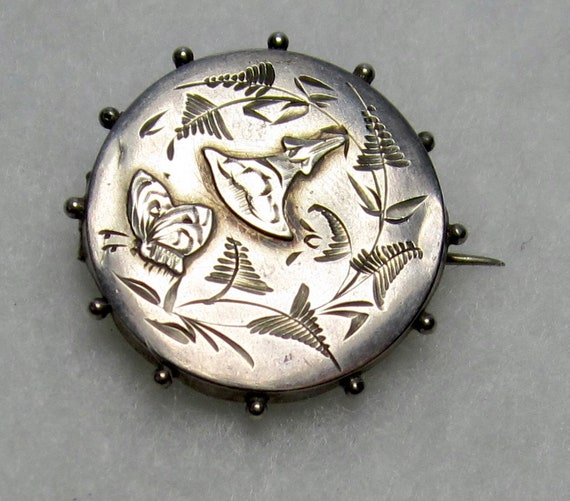 Antique Victorian Sterling Silver Brugmansia Butterfly Brooch