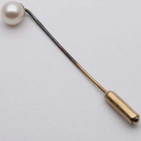 Vintage 9ct Gold Cultured Pearl Stick Pin