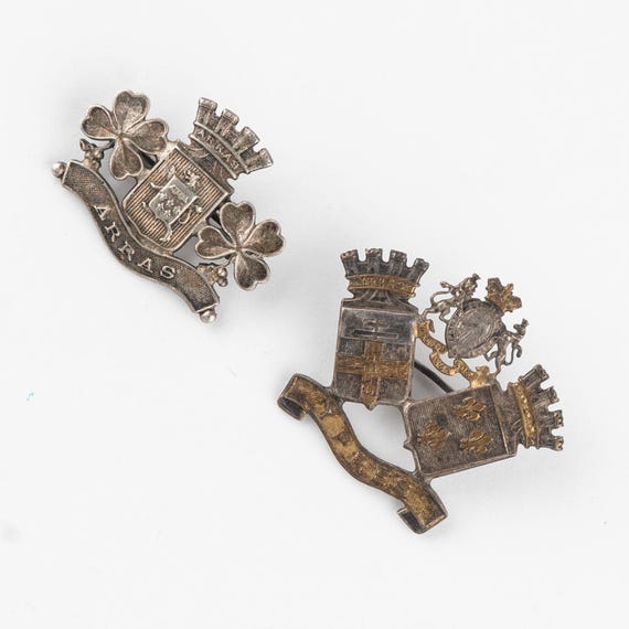 Antique WW1 Ypres Arras Sweetheart Brooches Badges
