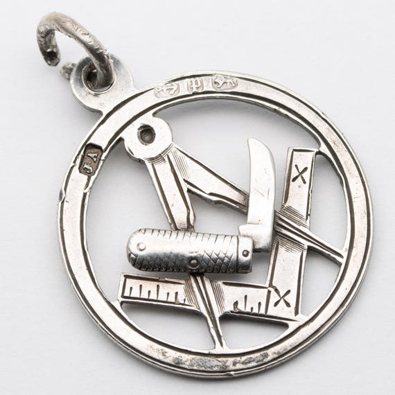 Antique Sterling Silver Masonic Fob – High Rank or Degree – Penknife Symbol