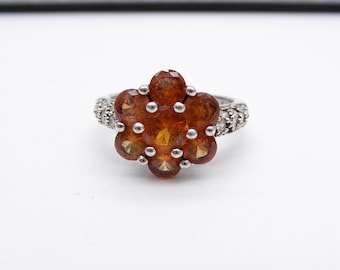 Vintage Sterling Silver DQCZ Daisy Cluster Ring